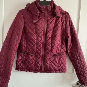 Ambiance Maroon Quilted Puffer Jacket